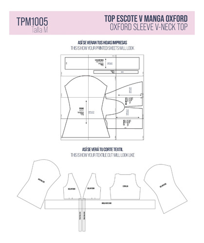 Molde Digital Para Blusa Mangas Oxford Patrones Pack X 5