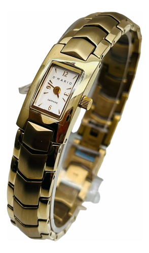 Reloj D Mario Fc4307 Joya Dama Cristal Zafiro Enchape En Oro