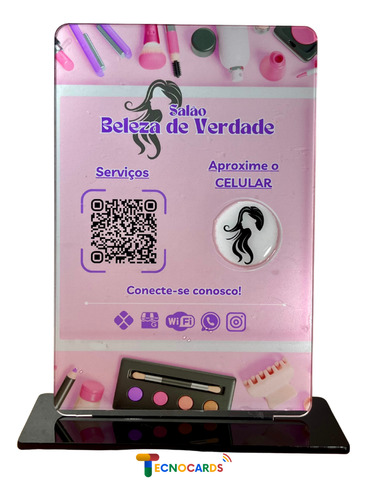 Plaquinha Personalizada Nfc Aproximação + Qr Code