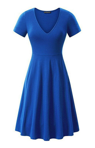 Vestido Elegante Con Cuello En V De Color Liso Para Mujer