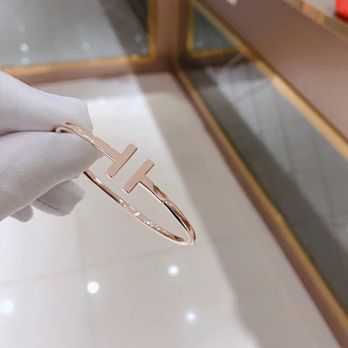 Pulseira Tiff Wire Ouro Rose Com Embalagem Bracelete