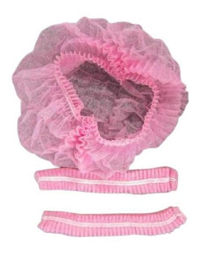 Imagem 1 de 3 de Kit 600 Un Touca Descartável Tnt Rosa Com Elástico