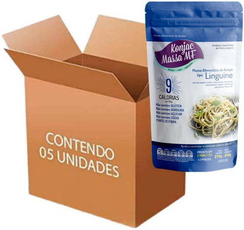 Kit 5 Konjac Massa Mf 270g - Macarrão Milagroso Zero Carbo Sabor Linguini