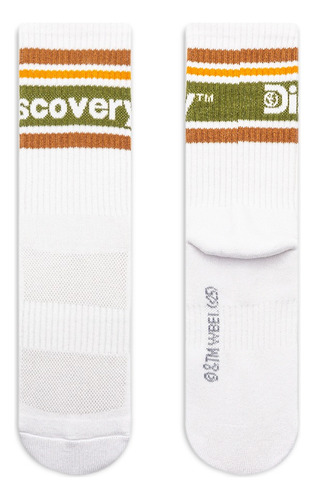 Calcetin Discovery - Striped Block Logo - Brown Oficial Blanco Rayas M