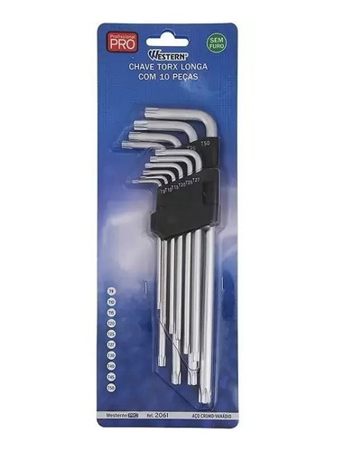 Chave Torx Longa 10 Peças Profissional Aço Western 2061