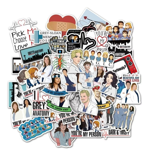 Set Stickers Greys Anatomy 50 Un Decorativo Stickers Skate