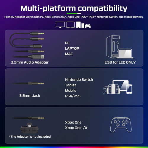 Auriculares Gamer Fachixy Rgb Con Microfono