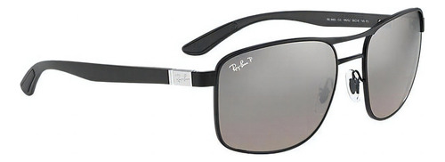 Gafas de sol polarizadas Ray-Ban Chromance Rb3660, montura en color negro, lente plateada espejada - RB3660ch