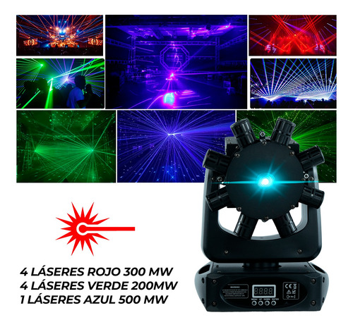 Cabeza Movil Laser Giratorio Rgb Smr Pro Dunna Dmx Dj Antro