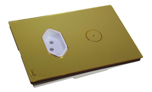 Interruptor Touch 1 Botão E Tomada Wi-fi Dourado 4x2 Lumenx