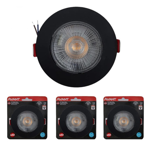 Spot Led Embutir Preto 5w 3k - 6k Redondo Direcionável 6 Pçs Cor Preto Branco Frio 6k