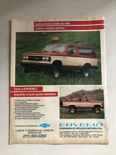 Folheto Antigo De Época Gm Chevrolet Blazer Envemo X006
