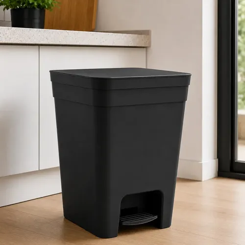 Lixeira Para Cozinha De 7,5l Preto Banheiro Com Pedal Lixo