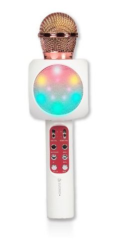 Imagen 1 de 10 de Microfono Karaoke Bluetooth Parlante Efectos Usb Recargable Portatil Potente Fiestas Cumpleaños
