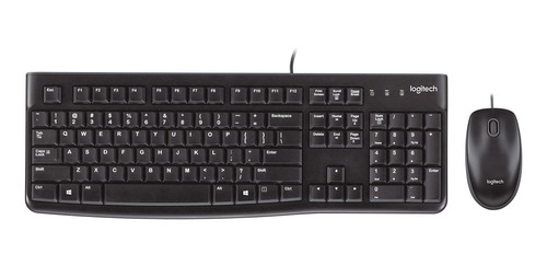 Imagen 1 de 3 de Kit de teclado y mouse Logitech MK120 Español Latinoamérica de color negro