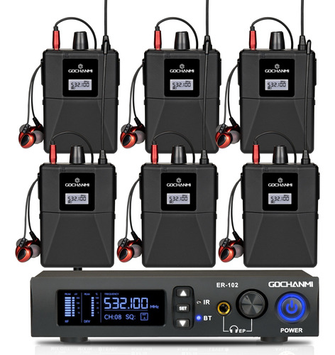 Sistema Monitor Gc Er102 De 1canal De 6 Receptores Bluetooth