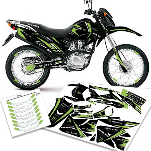 Kit Adesivos Bros 125 Monster Energy 2009-12 Premium Plus Vd