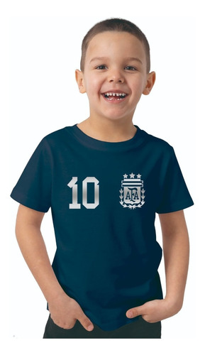 Remera Messi 10 Afa Mundial Algodon Niño Estampa Futbol 