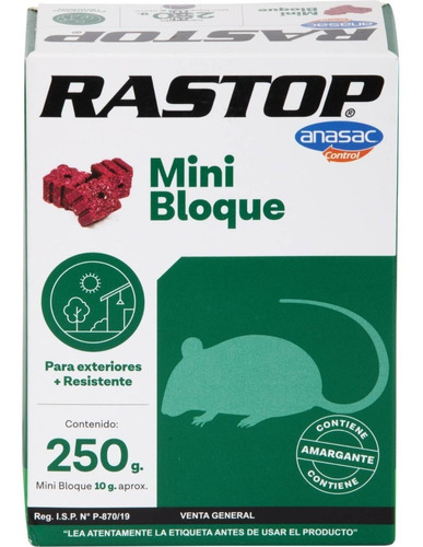 Raticida En Mini Bloques Rastop 250 Gr Afj