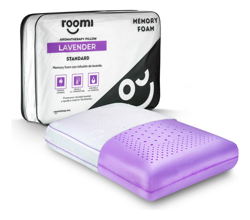Almohada Estándar Roomi De Memory Foam Con Aromaterapia Lavanda
