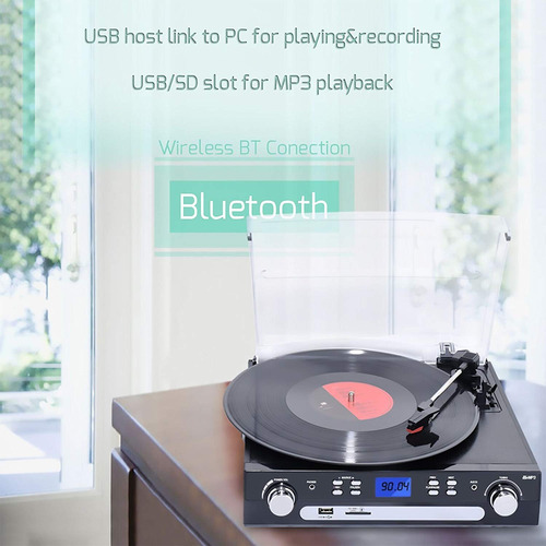 Tocadiscos Digitnow, Casete Bluetooth De Vinilo A Mp3, Color