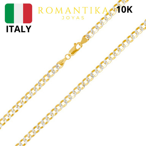 Cadena Barbada Cubana Diamantada Oro 10k 55cm 4.5mm Italy Color Dorado