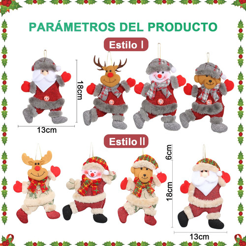 Ornamento De Pingente De Pelúcia De Natal, 8 Peças De