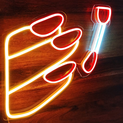 Placa Luminoso Led Neon Unha Emoji 30x30 Personalizado