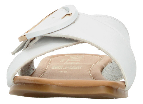 Sandalias Dama Balleé Blanco Casual De Piso Hebilla Mujer