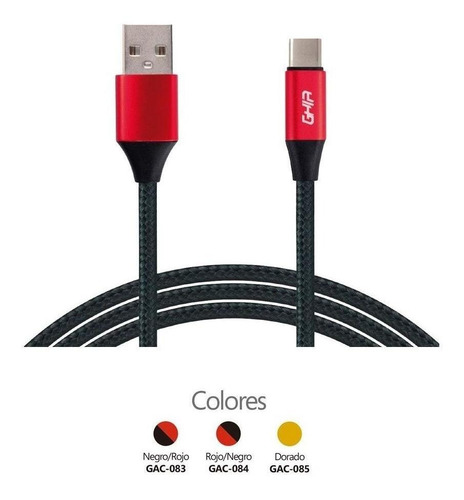 Cable Ghia Para Carga Y Datos Usb A Usb Tipo C De 1 Metro Para Celulares Y Tabletas, Carga Rápida