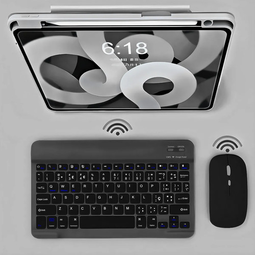 Teclado Sem Fio Bluetooth Recarregável Com Mouse - Preto
