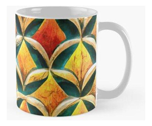 Taza Faux Marble Art Deco Tile Azul Naranja Rojo Amarillo Ca