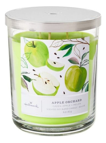 Vela En Tarro Tres Mechas Olor Aromática Relajante Hallmark Color Verde claro Fragancia Huerto de manzanas Apple Orchard
