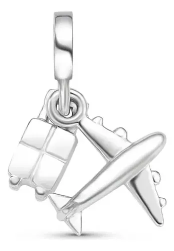 Pingente Life Viagem Avião E Mala Em Prata 925 - R$ 105