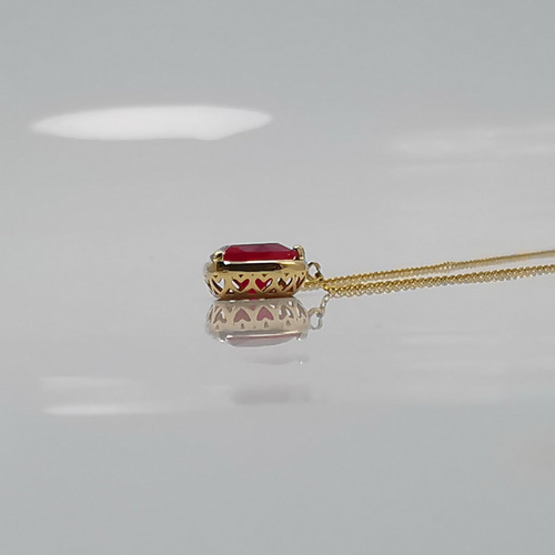 Imagen 5 de 7 de Oferta! Cadena De Oro 18k Sólido Corazón De Rubí