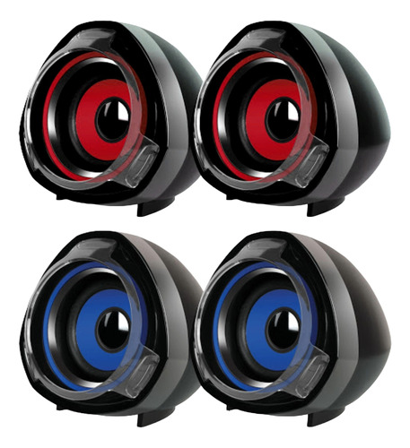 Parlantes 2.0 Gamer Usb Ha-s228 Halion 10w(2x5) Rojo Y Azul