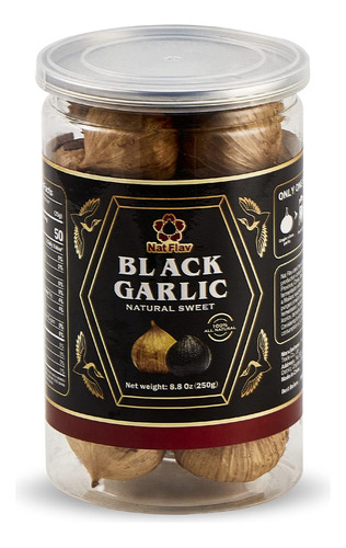 Nat Flav - Ajo Negro Entero, 8.8 Onzas (8.82 oz), Fermentado