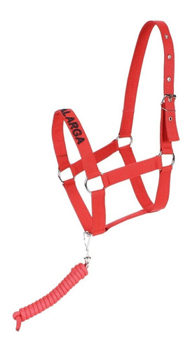 Cabresto Para Cavalo Em Nylon Vermelho Mangalarga Com Cabo B