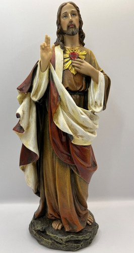 Escultura Sagrado Corazón De Jesus 26cms Dari & Alice Color Blanco