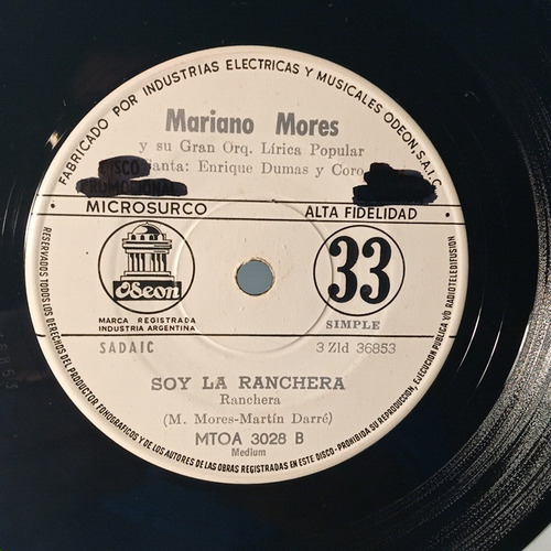 Mariano Mores, Canta Enrique Dumas.disco Simple. (Usado)