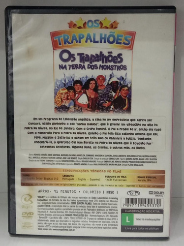 Dvd Os Trapalhões Na Terra Dos Monstros * Original (Usado)