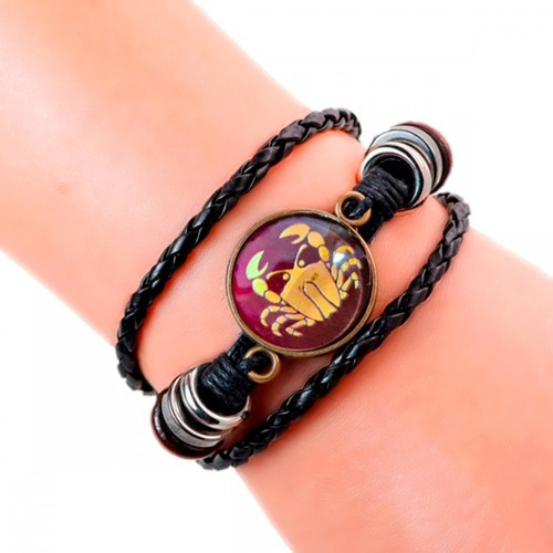 Pulsera Cristal Signo Zodiacal Rojo Cancer