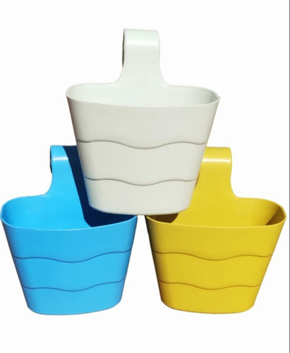 Imagen 3 de 4 de Maceta Balconera Colgante Plastica Balcon Colores Pack X 3