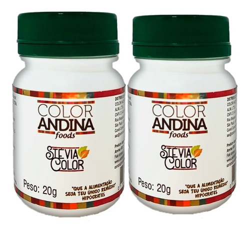 Adoçante 2x Color Andina 20g Stevia 100% Natural Sem Amargor