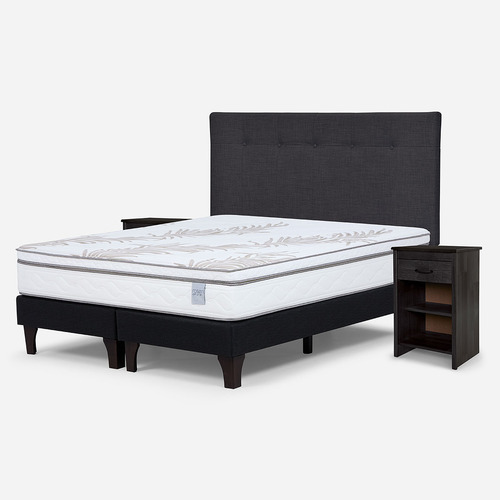 Cama Europea Neo Plus King+respaldo N Bennet Grafito+velador