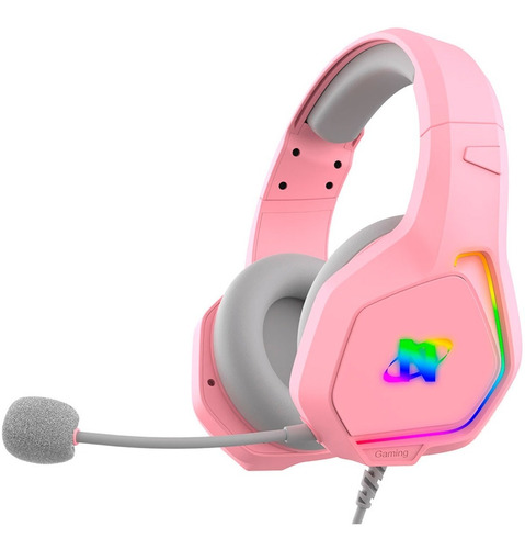 Auricular Gamer Nisuta Ps4 Vincha Con Microfono Con Leds Rgb Color Rosa