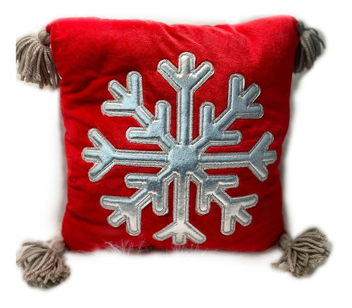 Almohada Copo Nieve Rojo Navidad