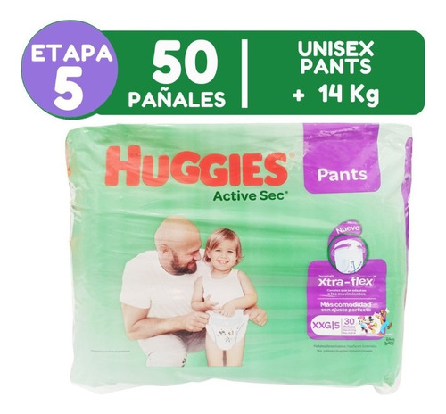 Pañal Huggies Pants Active/sec Etp5 Xxg 30 Género Sin género Tamaño Grande (G