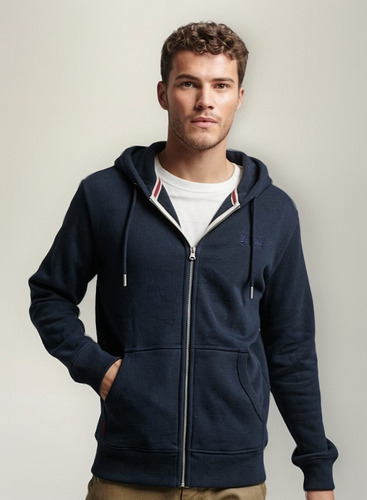 Exclusivo Poleron Con Capucha Superdry, Navy Xl