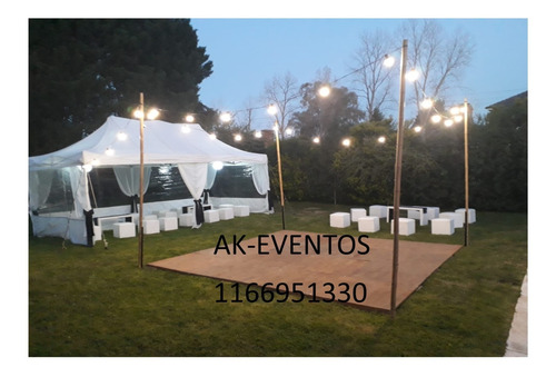 Carpas Mesas Sillas Puff Piso De Madera Gazebos Vajilla